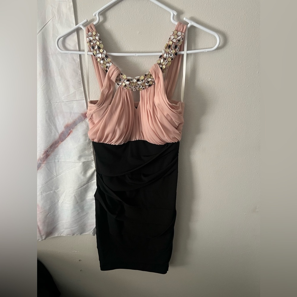 Light pink and black mini dress